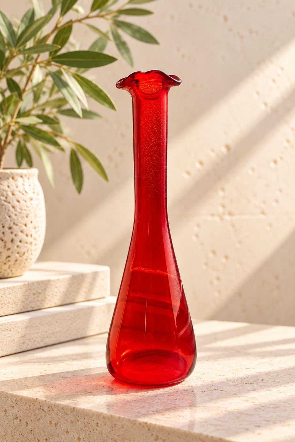 Vintage Red Vase - Etsy