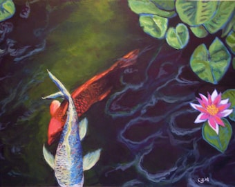 Study of Koi I  11" x 14" Giclee On Canvas/ Fine Art Print