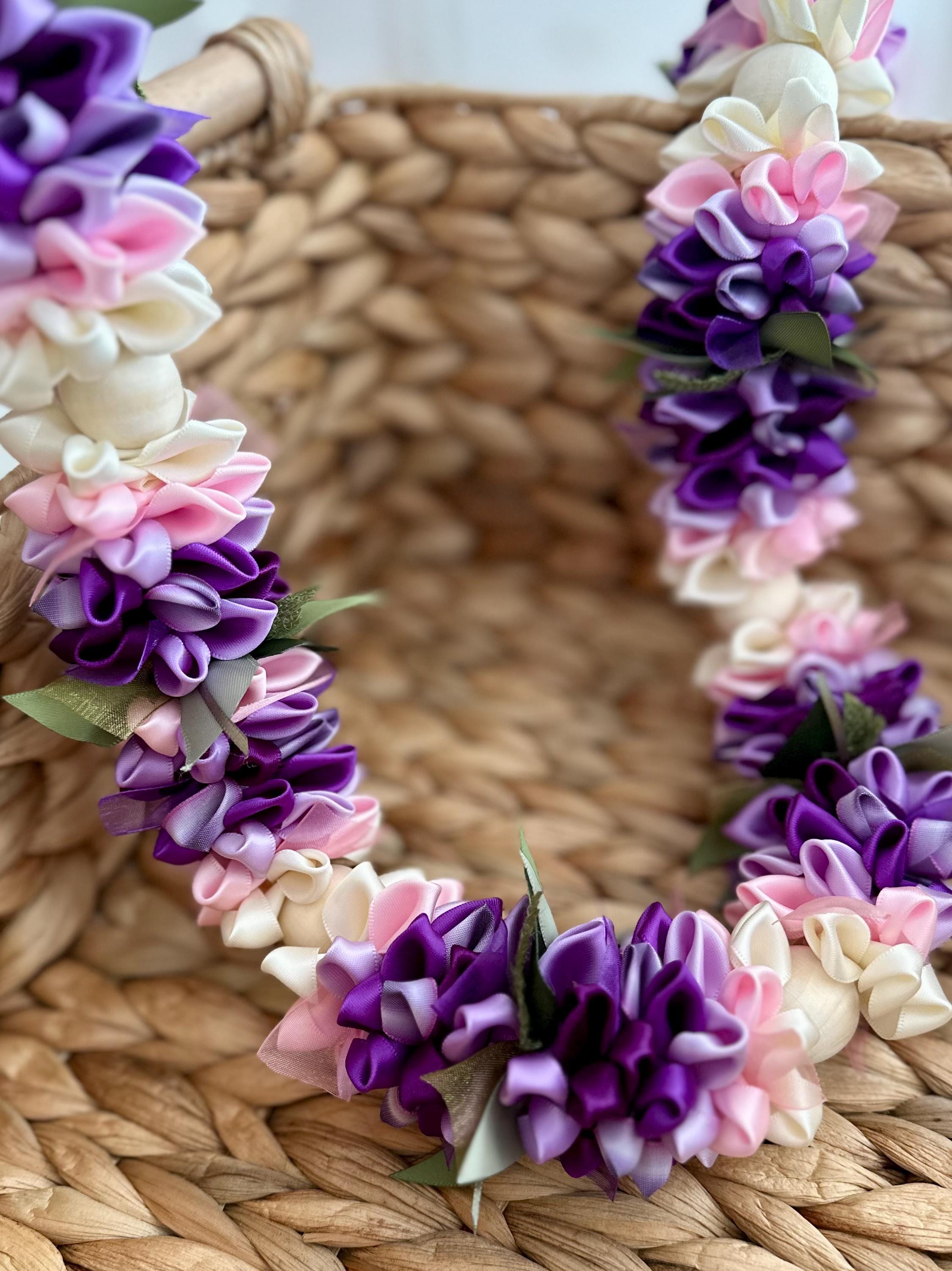 Pink,plumeria and Orchid Forever Ribbon Lei - Etsy