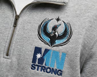 Embroidered Minnesota Rebel Quarter Zip, Alliance Political Shirt, MN Loon Protest Embroidery, Resistance Rebel