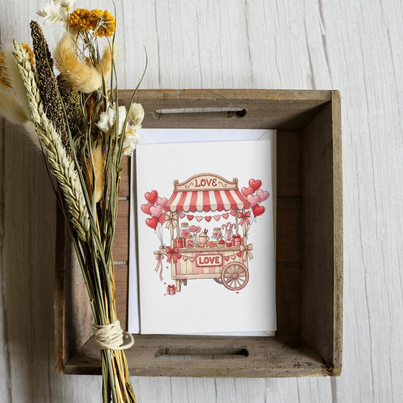 Love Candy Cart PNG | Romantic Gift Cart Illustration | Heart Market ...