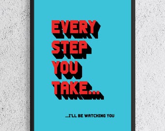 Every Breath You Take, Buntes Typografie 80er Jahre Musik Poster