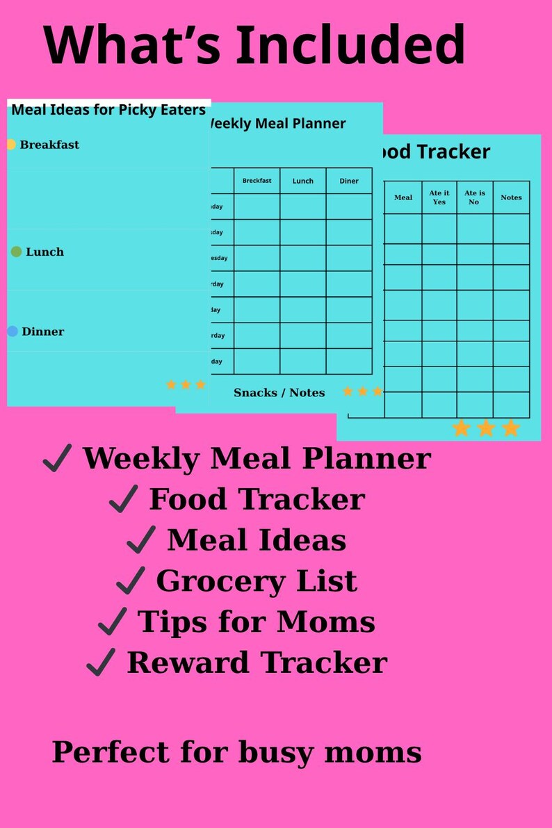 Toddler Meal Planner Printable Weekly Kids Meal Plan Food Tracker for ...