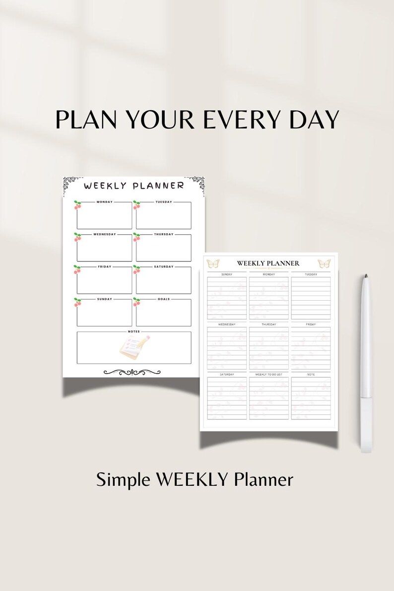 Floral Weekly Planner Printable | Minimalist Organizer (A4/A5/US Letter ...