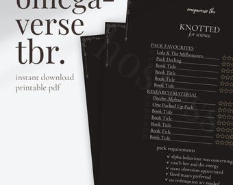 Omegaverse TBR Tracker Printable – BookTok Reading Journal, Pack Romance & Knotting Book List PDF