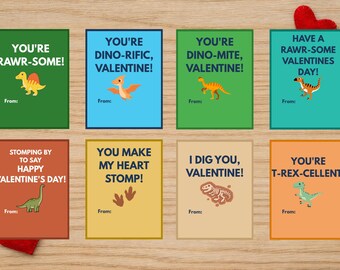 Dinosaur Valentine Cards for Kids | Printable Classroom Exchange (Non-Candy)