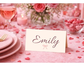 Valentinstag Tischkarten | Bearbeitbare Zeltkarten, Canva-Vorlage (Sofortdownload)