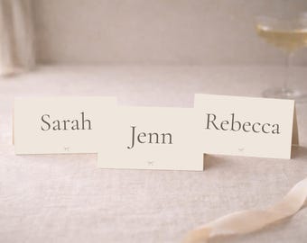 Editable Bridal Shower Place Cards, Minimalist Bow Tent Seating Template (Digital Download)