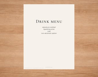Editable Drink & Snack Menu Template | Neutral Romantic Printable (Canva Template)