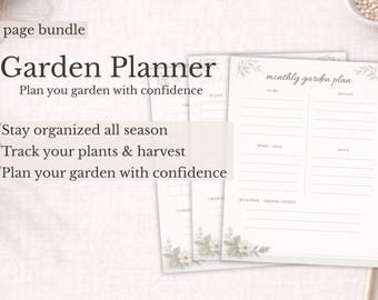 Garden Planner Printable Bundle – Layout Template, Plant Tracker & Monthly Plan PDF