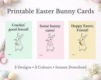 Printable Easter Bunny Cards, Classroom Exchange Cards (Instant Download)