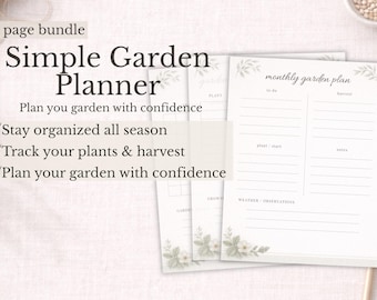 Simple Garden Planner Printable – Layout Template, Plant Tracker & Monthly Plan PDF