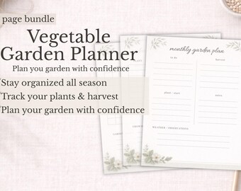 Vegetable Garden Planner Printable – Layout Template, Plant Tracker & Monthly Plan PDF
