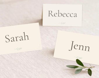 Editable Wedding Place Cards, Minimalist Linen Reception Seating (3.5x2) (Instant Download)