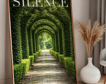 Zen Yoga Studio Dekoration, Silence Greenery Poster, Peaceful Garden Pathway Art