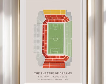 Old Trafford Stadion Druck, Manchester United Minimalistische Kunst