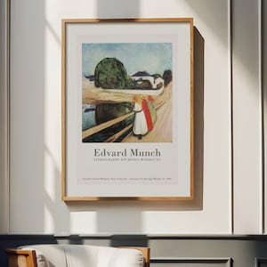 Cartel de la exposición de Edvard Munch, litografías impresionistas, grabados en madera, láminas, arte mural de alta calidad