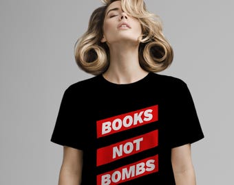 Bücher nicht Bomben T-Shirt Buch-Liebhaber Grafik-T-Shirt Streetwear Leser Geschenk