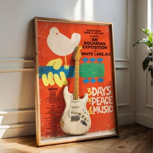 Woodstock Music & Art Fair poster with electric guitar.