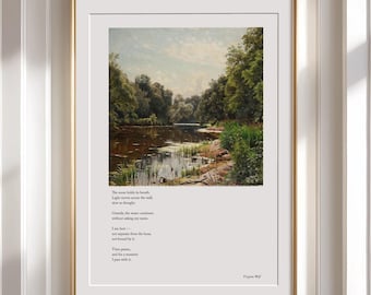 Virginia Woolf Lake Wand Kunst, See Kunstdruck, Literatur Zitat Dekor, Landschaft Interior Poster