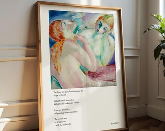Sylvia Plath Gedicht Wandkunst, Egon Schiele inspirierter Druck, nackte figurative Malerei, modernes Haus Poster