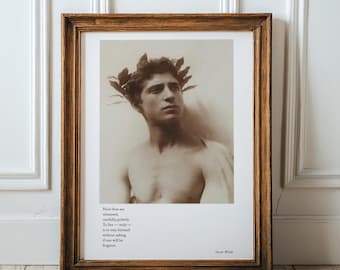 Oscar Wilde Wandkunst, Kultiges Zitat Print, Sepia griechischer Gott Poster, Gay Wohnkultur