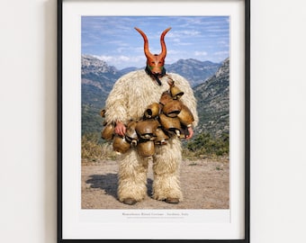 Mamuthones Ritual Kostüm Sardinien Italien Folk Art Print, heidnisches kulturelles Dekor, alte Zeremonie Wandkunst, italienische Folklore Fotografie