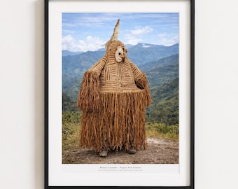 Papua-Neuguinea Ritual Kostüm Print, Tribal Art Foto, indigene Kultur Wanddekoration, Ahnen ethnographische Wandkunst.