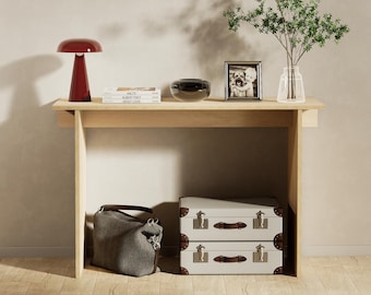 Mesa consola de madera contrachapada de abedul – Mesa minimalista para recibidor o sala de estar estrecha y moderna
