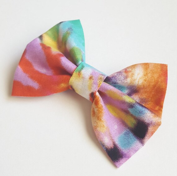 Tie Dye Water Color Hair Bows Hippy Boho 70s 3 5 Inch Hair Etsy