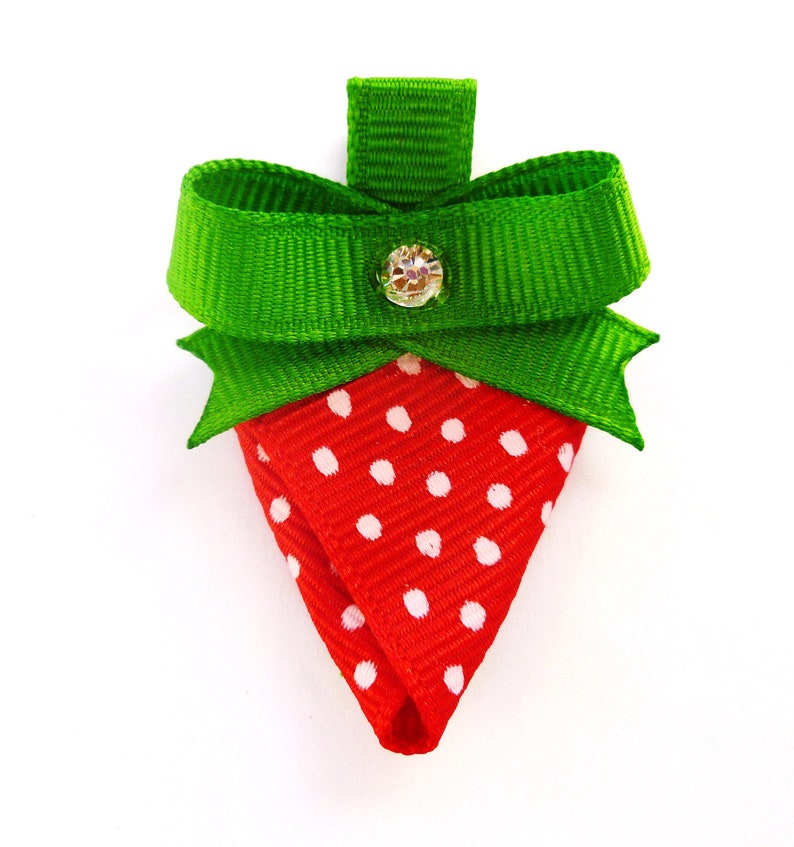 Strawberry ribbon sculpture hair bow clip party favorsred Etsy