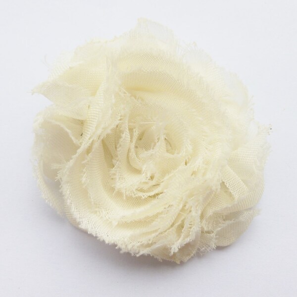 mini ivory flower girl hair clip shabby chiffon bow -- small hair accessories for babies and toddler--small 2 inches