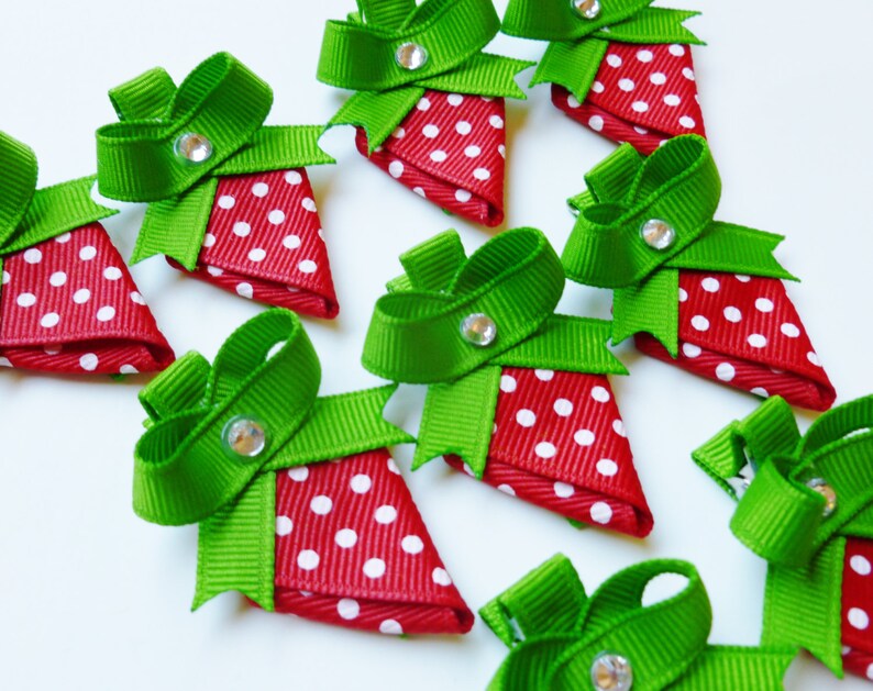 Strawberry ribbon sculpture hair bow clip party favorsred Etsy