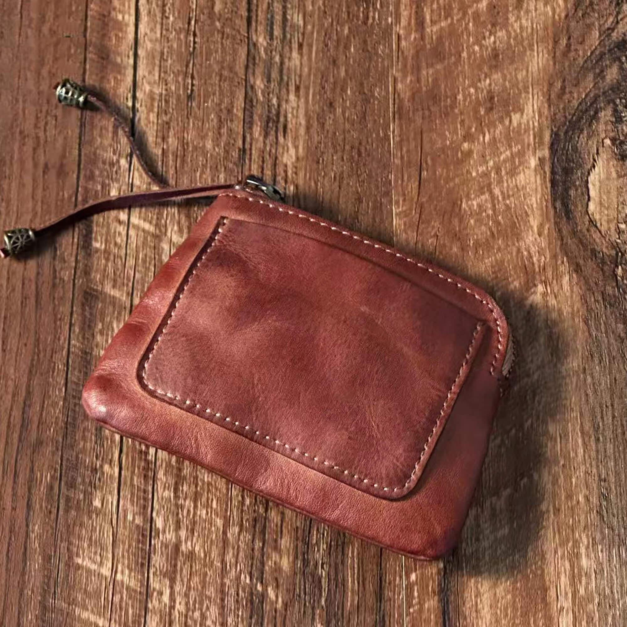 Personalized Leather Bead Pouch, Mini Wallet for Women, First Communion ...