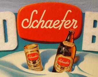 Schaefer Cold Beer Quart Bottle Breweriana Can Snowbank 3D Letters Large Cardboard Sign Display Super Rare Brewery Advertising Art Ephemera