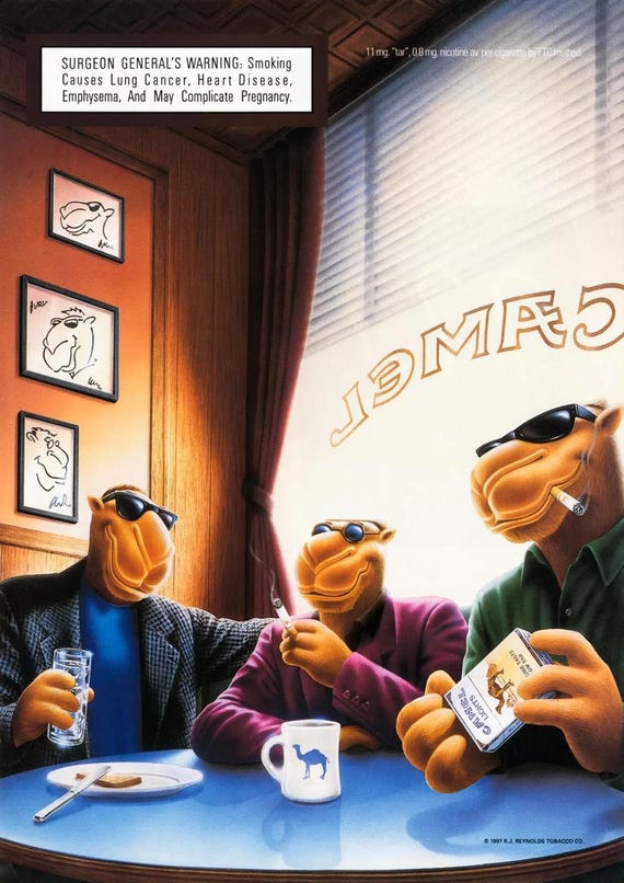 Joe Camel Original Artwork Illustration Advertising Camel Cigarette Tobacco Tobacciana Vintage 1990's