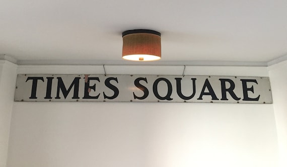 Times Square Subway Station Sign NYC IRT Antique Original Manhattan Historical New York City Memorabilia Big Apple Architectural Salvage