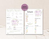 Babyshower Spiel Printable, boho vintage Design zum Ausfüllen