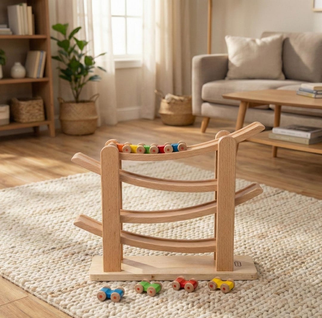 Eyfs Ramps Wooden Car Ramp Toy, Montessori Racing Track for Toddlers, Rolling Cars ...