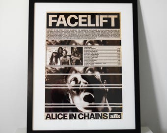 Póster del álbum "Alice in Chains - Facelift" / Póster grunge / Años 90 / Fanart de música alternativa / Impresión hecha por un fan / Diseño original