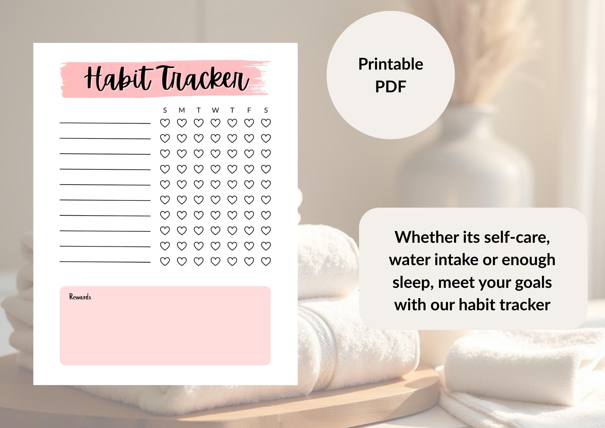 Daily Habit Tracker Printable | Minimalist Self Care Planner (canva ...