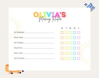 Kids Morning Routine Checklist | Editable Canva Template (digital ...