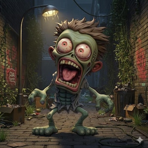 Zombie STL pour Impression 3D, Figurine Monstre Cartoon, Miniature Halloween Haute Qualité, Sculpture Créature Fantastique,  Résine et FDM