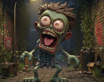 Zombie STL for 3D Printing, Cartoon Monster Figurine, High-Quality Halloween Miniature, Fantasy Creature Sculpture, Resin and FDM