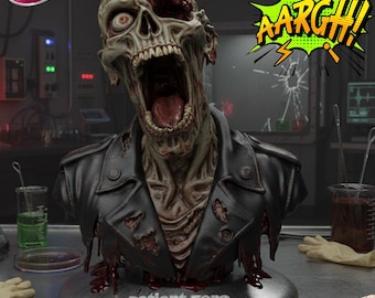 Zombie Bust "Patient Zero" - STL File for 3D Printing - Detailed Horror Statue - Apocalyptic Lab Model