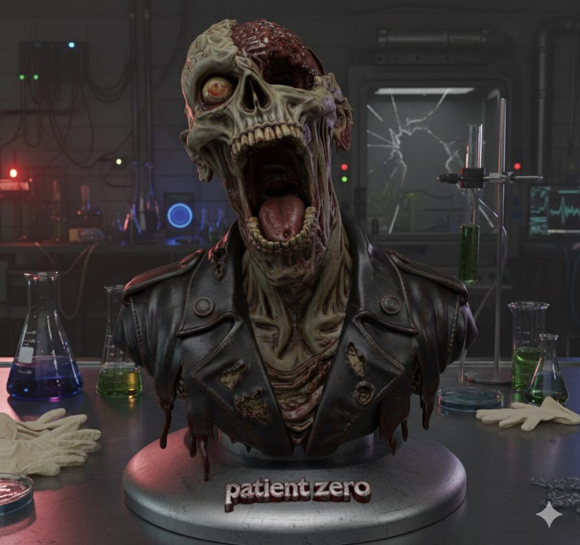 Zombie Bust "patient Zero" - STL File for 3D Printing - Detailed Horror ...