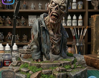 Realistic Zombie Bust - STL File for 3D Printing | High-Quality Horror Figurine | Undead Statue for Painting and Collecting