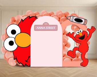 Telones de fondo para fiesta de cumpleaños de monstruo rojo peludo - Recorte de jardín inspirado en sésamo - Decoración para primer cumpleaños