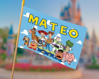 Personalized Buzz and Woody Stroller Flag | Toy Story Stroller Flag | Custom Disney Trip Family Flag