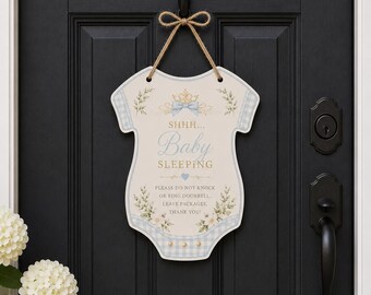 Baby Sleeping Door Sign, New Baby Door Hanger, Newborn Sleeping Sign, Baby Shower Gift, Front Door Sign